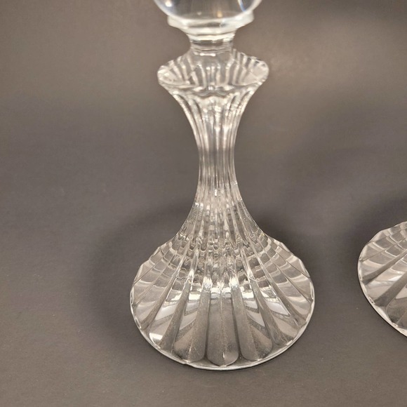 Mikasa "The Ritz" Set Of 2 Fluted Ribbed Crystal Candle Holders 6 1/4 Tall‎ - Picture 4 of 7